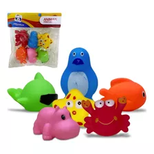 Brinquedo De Banho Bebes Bichinhos Vinil Infantil 6 Peças Cor Colorido