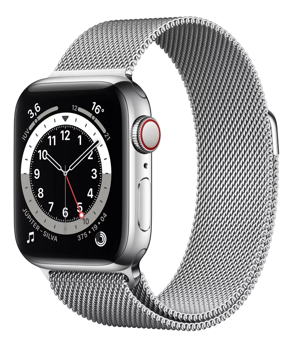 Apple Watch  Series 6 (gps+cellular) - Caixa De Aço Inoxidável Prateado De 40 Mm - Pulseira Estilo Milanês Prateado