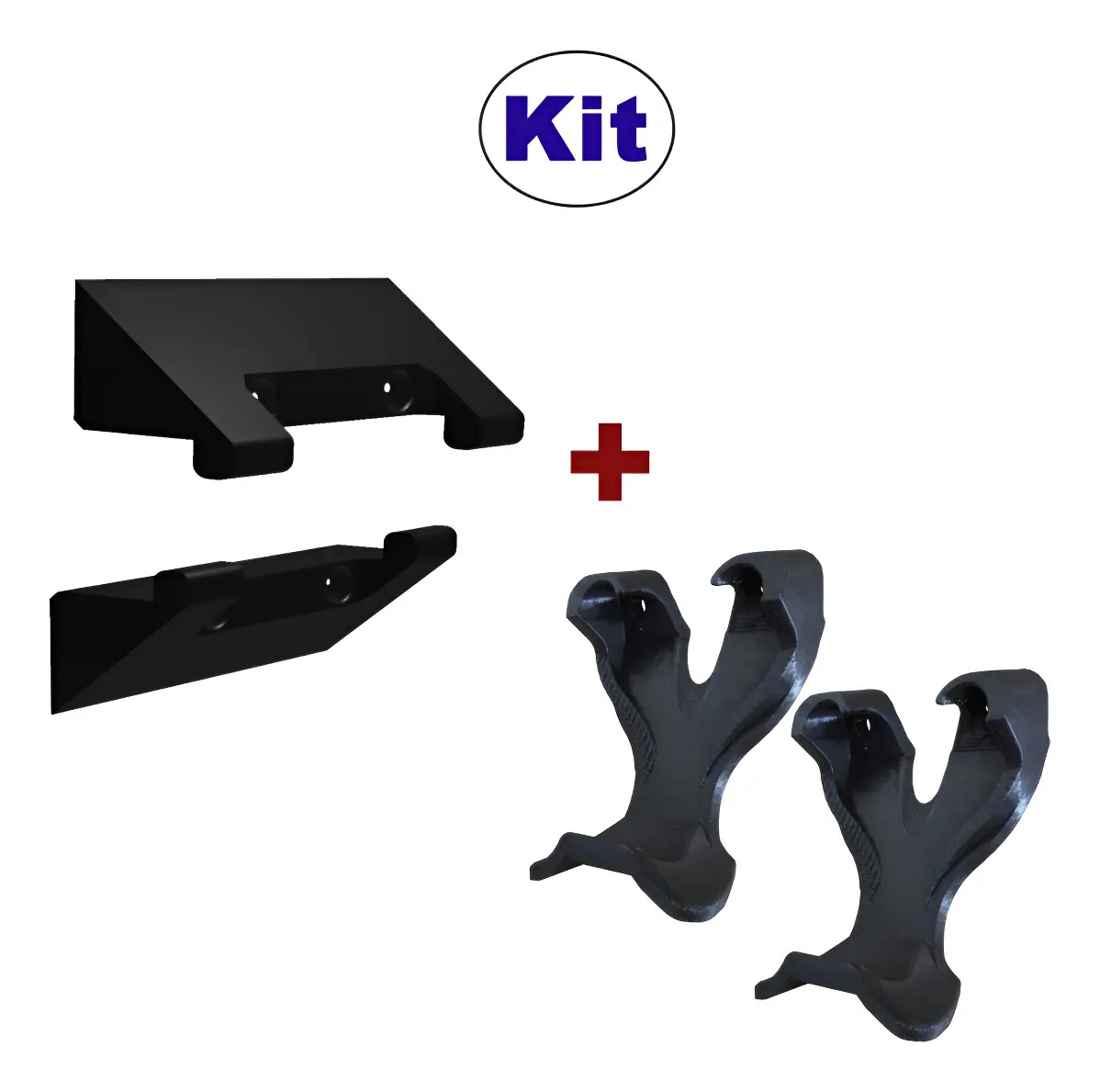 Kit 1 Suporte Console Ps4 Fat + 2 Suportes Para Controle Ps4 Preto