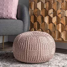 Nuloom Berlin Casual Knitted Filled Ottoman Puf, Blush, 14 