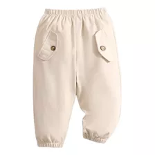 Pantalones De Bebe Con Diseño De Bolsillos Con Botones. 