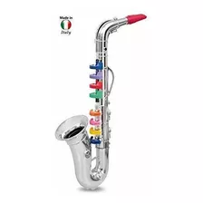 Click N' Play Saxophone With 8 Colored Keys, Metallic Silver