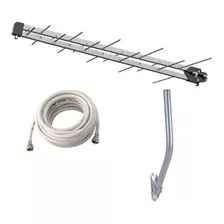 Antena Tv Uhf Digital Hd 20 Elemento Cabo Coaxial 20m Mastro