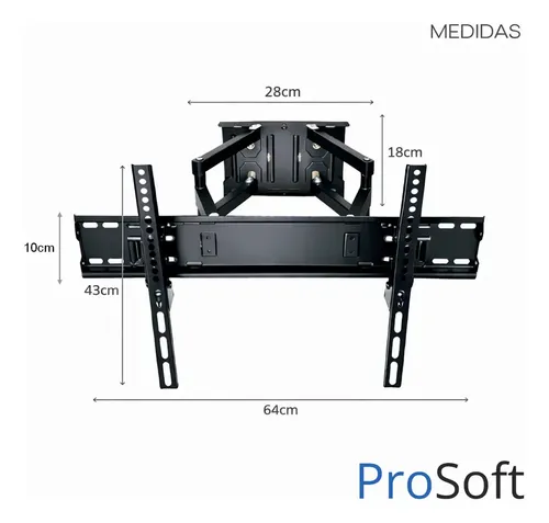 Soporte Tv Led Lcd Ps4525 Marca Prosoft Vesa 600 X 400 40 Kg Negro - imagen 2