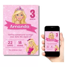 Convite Digital Aniversário Barbie