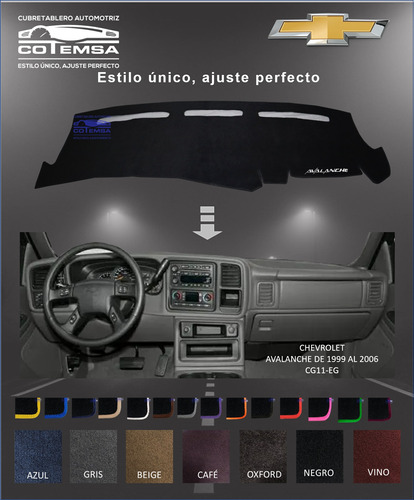 Cubretablero (colores) Chevrolet Avalanche 1999-2006 Cg11-e Foto 2