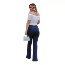 Calça Flare Boca De Sino Com 2 Bolso Atras