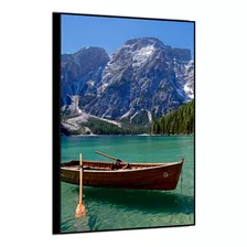 Quadro Decorativo Sala Lago Verde Cristal Tecido Moldura