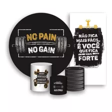 Kit Painel De Festa + Trio Capa + Faixa - Academia Preto 05