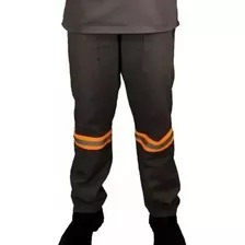 Calça De Uniforme Brim Laranja - Com Faixa Refletiva 