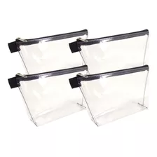 4 Necessaires Média Trapézio Transparente Feminina Viagem