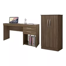 Conjunto Para Escritório Com Mesa Office E Armário Alaska