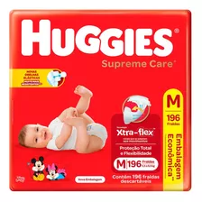 Fralda Huggies Supreme Care Tamanho M 196 Fraldas Descartáve