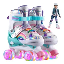 Patines Dobles Infantiles Modelo Rainbow Rosa Full Flash