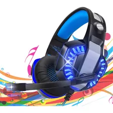 Fone De Ouvido Gamer Headset 491 Com Led Microfone Cor Azul