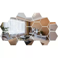 Vinilos Adhesivos Set De 12 Espejos Decorativos Hexagonales 