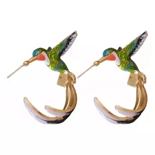 Pendientes Colibrí 3d De Cobre Bañados En Acrílico Aretes