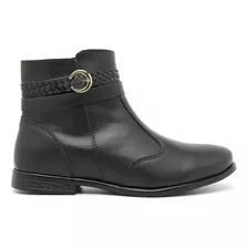 Bota Feminino Cano Curto Couro Ecológico Sola Rasteira