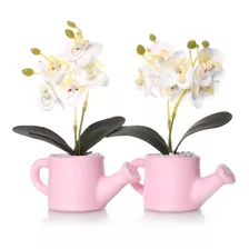 Kit Vaso Decorativo De Cerâmica Orquídea Para Decoração