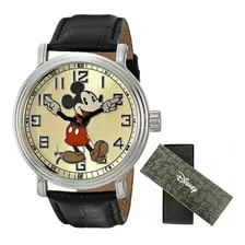 Disney Mickey Mouse Reloj De Mano Vintage Correa De Piel Genuina Tipo Pulsera. Regalo