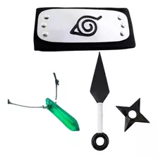 Kit Ninja Bandana Kunai Shuriken Colar Tsunade Verde Naruto 