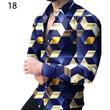 Camisa Estampada Casual De Manga Larga Para Hombre