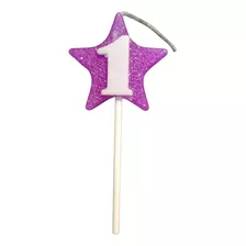 Vela Aniversário Estrela Lilas Numero 1