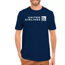 Camiseta United Air - Aviação - Camisa Azul - 100% Algodão
