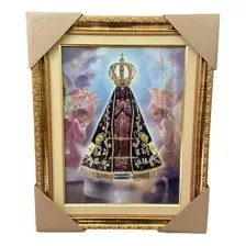 Quadro De Nossa Senhora Aparecida 42x52cm Resinado Cor Colorido Cor Da Armação Dourado