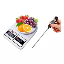 Balança Digital Cozinha Até 10 Kg + Termômetro Culinário 