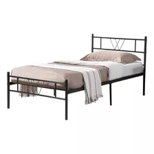 Cama Individual, Color Negro (sin Colchón) 197x99cm Homemake Furniture