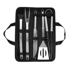 Set Parrillero Kit Asador 5 Piezas Acero Inox + Estuche