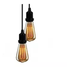 Pendente Retro Line Duplo+2 Lampadas Led Vintage - Industria