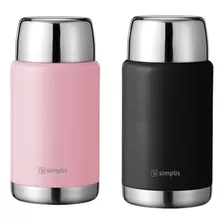 Pack 2 Termos De Comida 750ml Rosado Y Negro Simplit