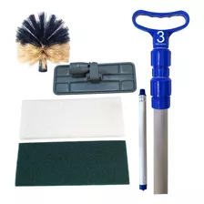 Kit Vassoura Limpa Teto + Limpa Vidro Articulado - Cabo 3 M