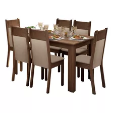 Juego Comedor Madesa Jaíne Mesa Tapa Madera 6 Sillas M/c/b