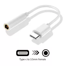 Adaptador Audio Usb Tipo C A Plug Jack 3.5mm Hembra Color Blanco