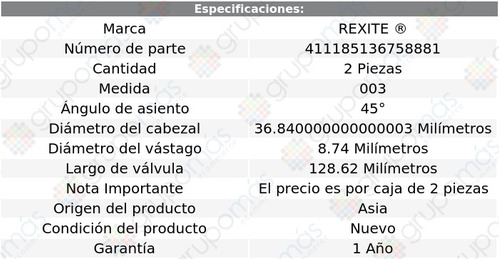 Par Vlvulas De Escape 003 Mustang 8 Cil 5.8l 12 Al 14 Foto 2