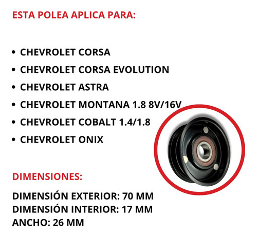 Polea Correa Alternador Chevrolet Onix Corsa Cobalt Astra  Foto 3