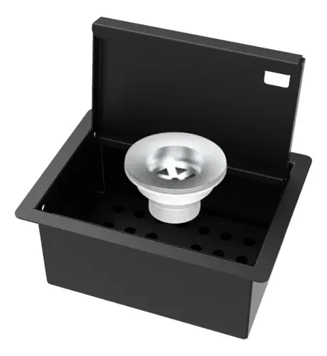 Porta Esponja Inox C/ Válvula Embutir 15x11cm Tlh Preto Preto