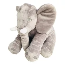 Almofada Elefante Dumbo Pelúcia 62cm Bebê Cinza Com Rosa