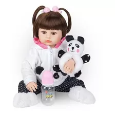 Brastoy Bebe Reborn Menina Panda 100% Silicone Com Acessórios