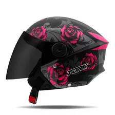 Capacete Aberto New Liberty Three Flowers Fosco Viseira Fumê