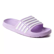 Sandalias Franjas Lila Con Blanco