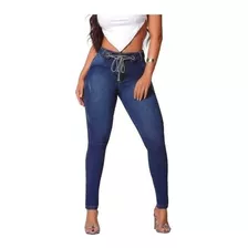 Calça Feminina Oxtreet Jeans Com Detalhe Amarrar Blogueira