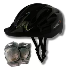 Kit Proteção Adulto Capacete Cotoveleira Para Ciclismo Preto