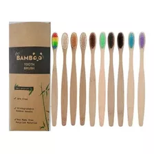 Pack De 10 Escovas De Dente Ecológica Em Bambu Coloridas