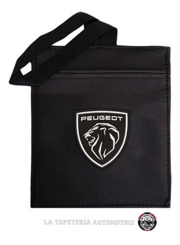 Bolsa  De Basura Para Carro Peugeot  Logo Blanco Con Negro Foto 2