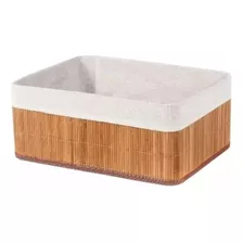 Canasto Organizador Bambú Rectangular Cesto Contenedor Deco 