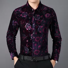 Camisas Florales De Manga Larga De Terciopelo Dorado, Vestid